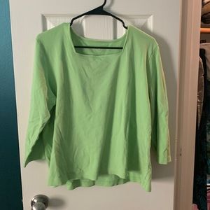 vintage green square neckline capri sleeve